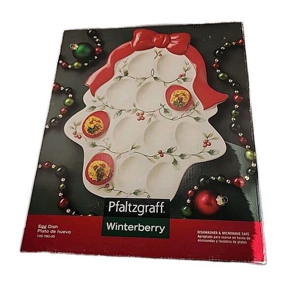 Pfaltzgraff Winterberry Tree Shaped  Egg Dish Plate Holiday Christamas Serveware - Picture 1 of 6